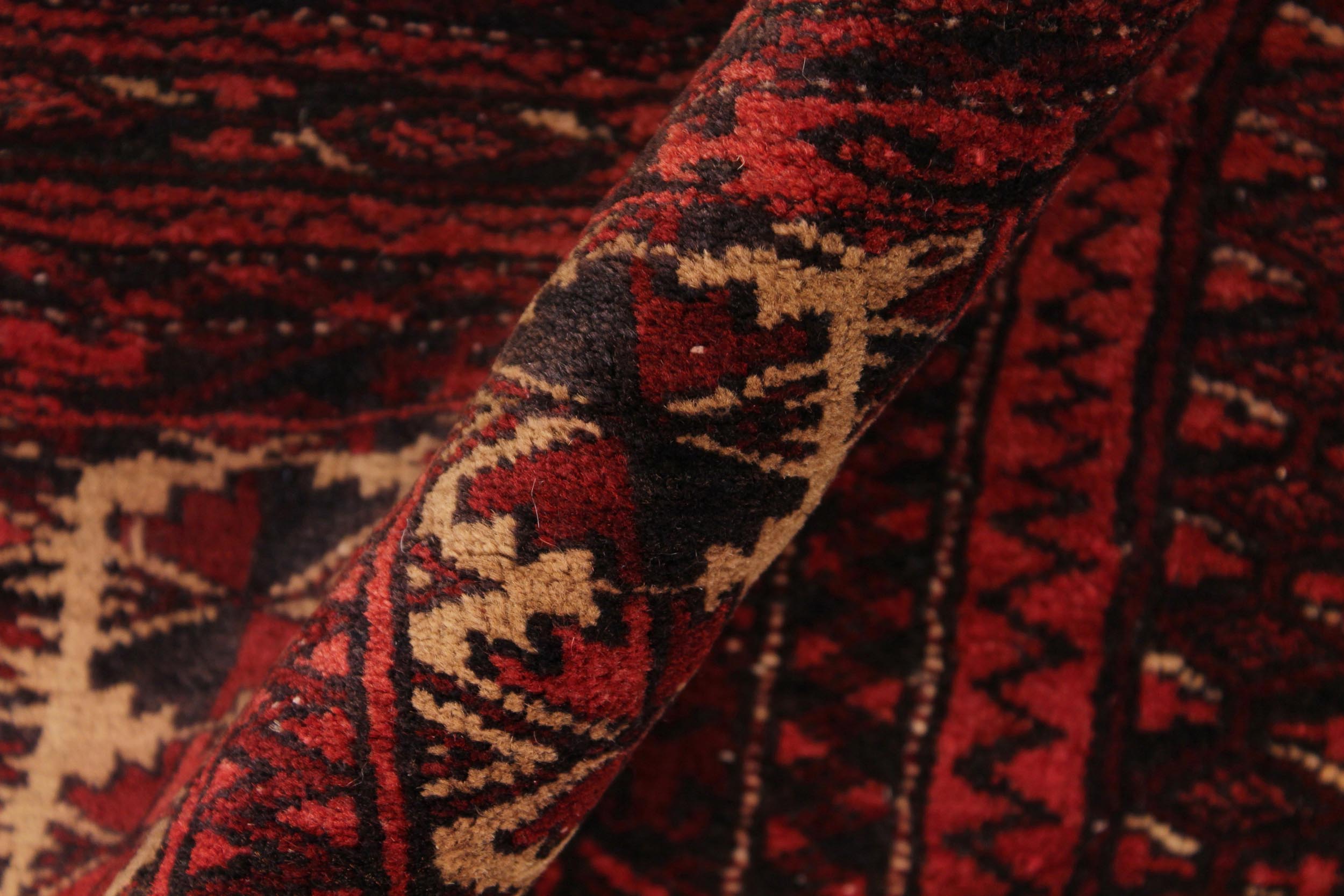 handmade Geometric Balouchi Red Blue Hand Knotted RECTANGLE 100% WOOL area rug 3x4