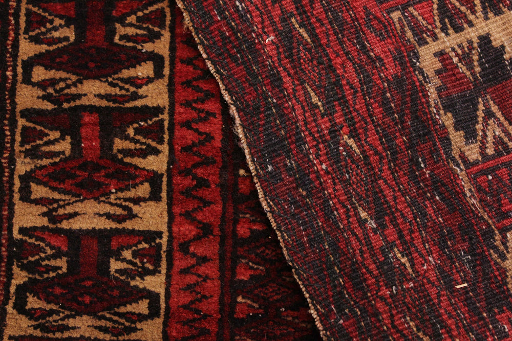 handmade Geometric Balouchi Red Blue Hand Knotted RECTANGLE 100% WOOL area rug 3x4