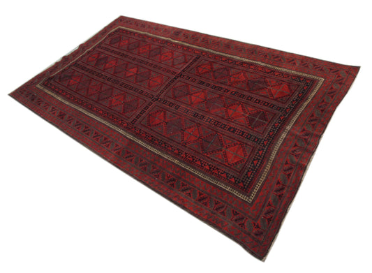 handmade Geometric Balouchi Rust Blue Hand Knotted RECTANGLE 100% WOOL area rug 7x11