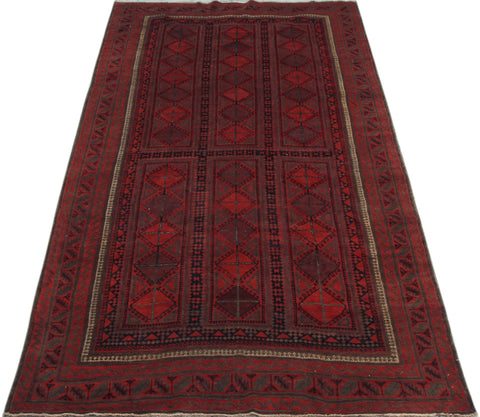 handmade Geometric Balouchi Rust Blue Hand Knotted RECTANGLE 100% WOOL area rug 7x11