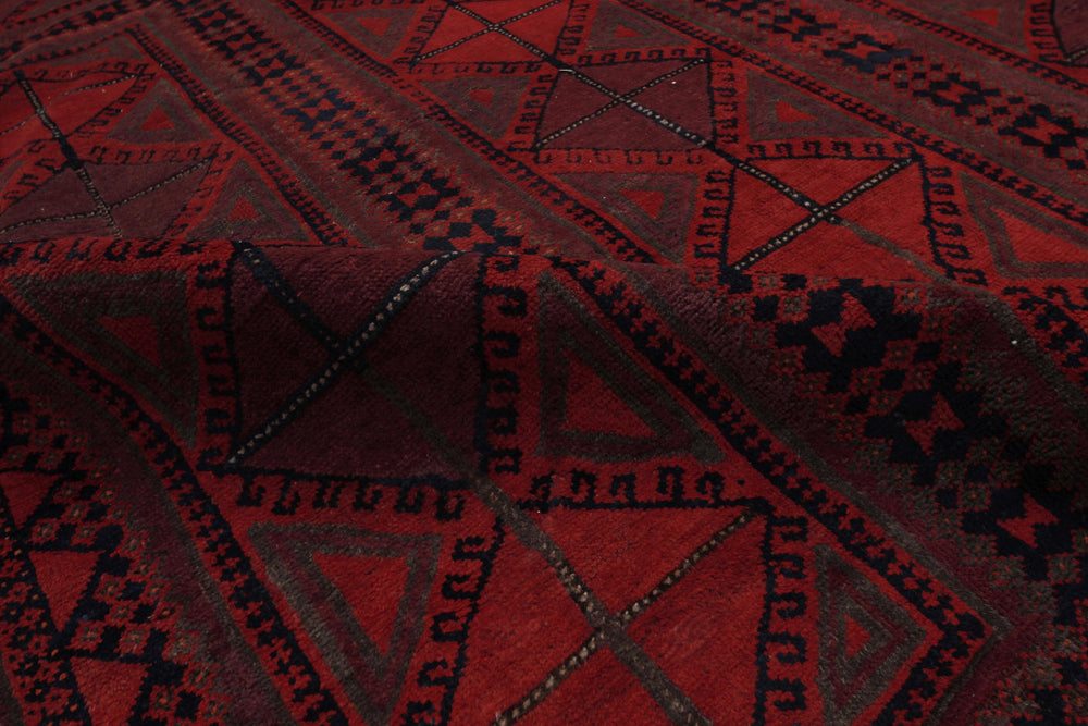 handmade Geometric Balouchi Rust Blue Hand Knotted RECTANGLE 100% WOOL area rug 7x11