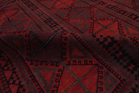 handmade Geometric Balouchi Rust Blue Hand Knotted RECTANGLE 100% WOOL area rug 7x11