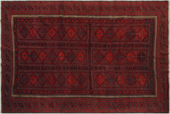 handmade Geometric Balouchi Rust Blue Hand Knotted RECTANGLE 100% WOOL area rug 7x11