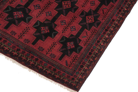 handmade Geometric Balouchi Red Black Hand Knotted RECTANGLE 100% WOOL area rug 7x9