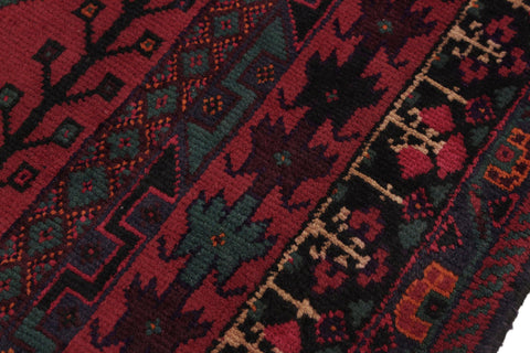 handmade Geometric Balouchi Red Black Hand Knotted RECTANGLE 100% WOOL area rug 7x9