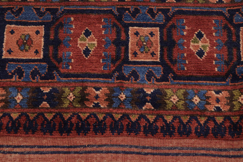handmade Geometric Kargahi Rust Blue Hand Knotted RECTANGLE 100% WOOL area rug 7x10