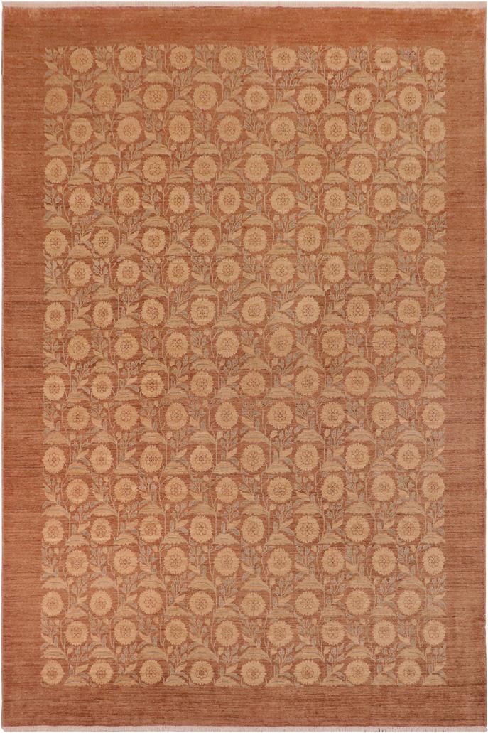 handmade Transitional Kafkaz Brown Tan Hand Knotted RECTANGLE 100% WOOL area rug 10 x 14