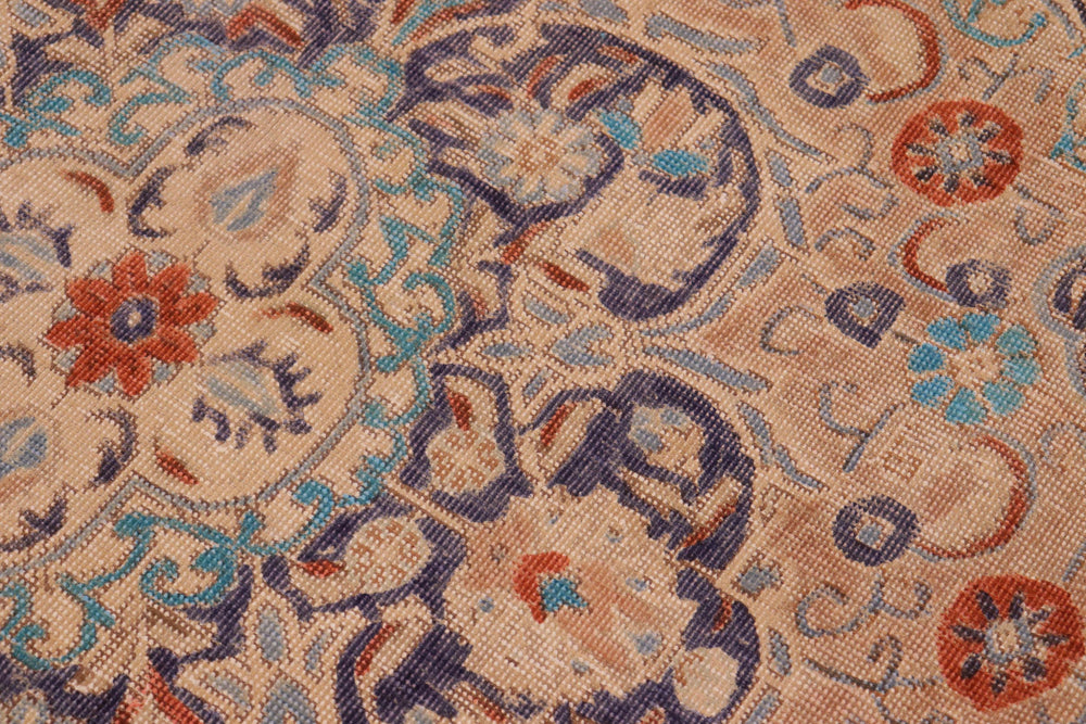 handmade Vintage Hand Painte Red Tan Hand Knotted RECTANGLE 100% WOOL area rug 10' x 14'