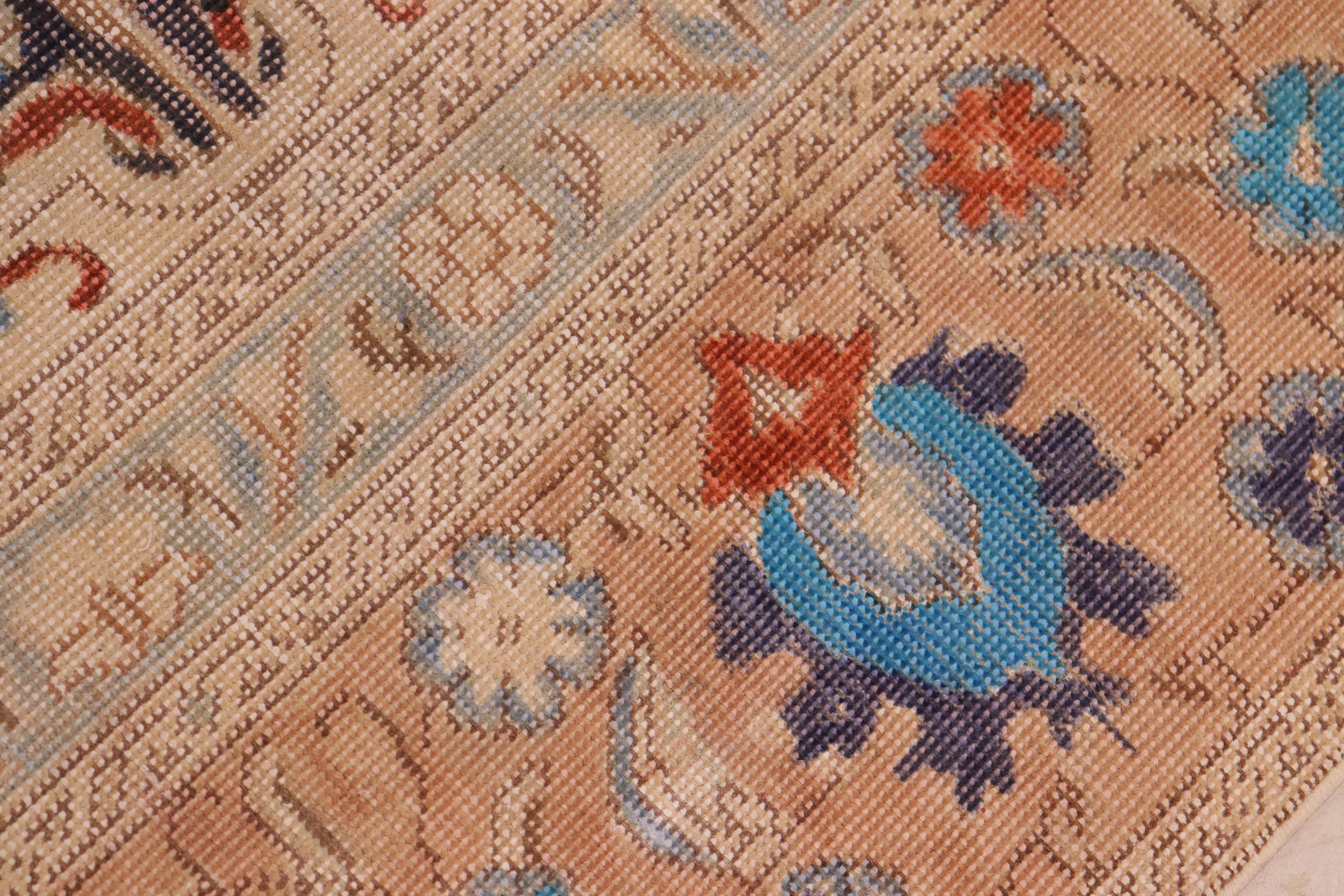 handmade Vintage Hand Painte Red Tan Hand Knotted RECTANGLE 100% WOOL area rug 10' x 14'