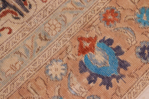 handmade Vintage Hand Painte Red Tan Hand Knotted RECTANGLE 100% WOOL area rug 10' x 14'