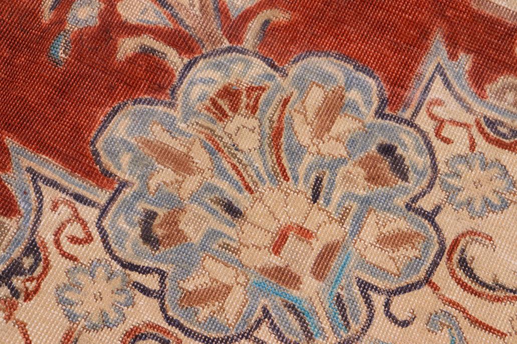 handmade Vintage Hand Painte Red Tan Hand Knotted RECTANGLE 100% WOOL area rug 10 x 14