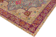 handmade Vintage Hand Painte Gray Purple Hand Knotted RECTANGLE 100% WOOL area rug 9' x 12'