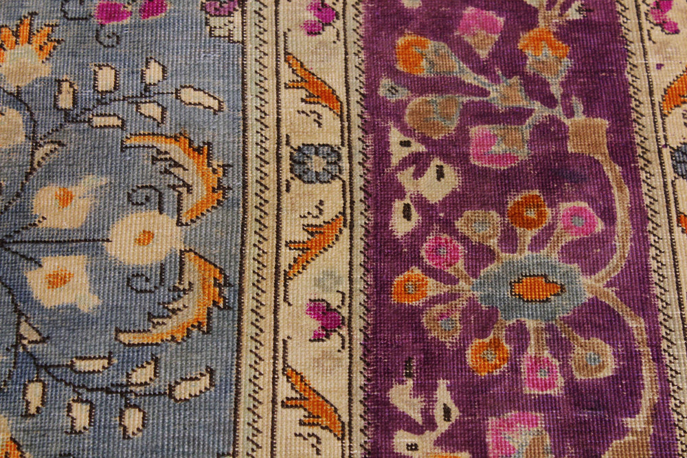 handmade Vintage Hand Painte Gray Purple Hand Knotted RECTANGLE 100% WOOL area rug 9' x 12'