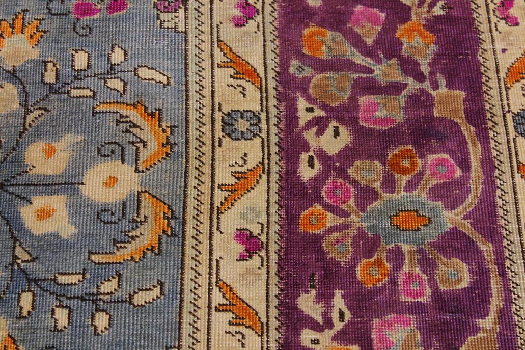 handmade Vintage Hand Painte Gray Purple Hand Knotted RECTANGLE 100% WOOL area rug 9 x 12