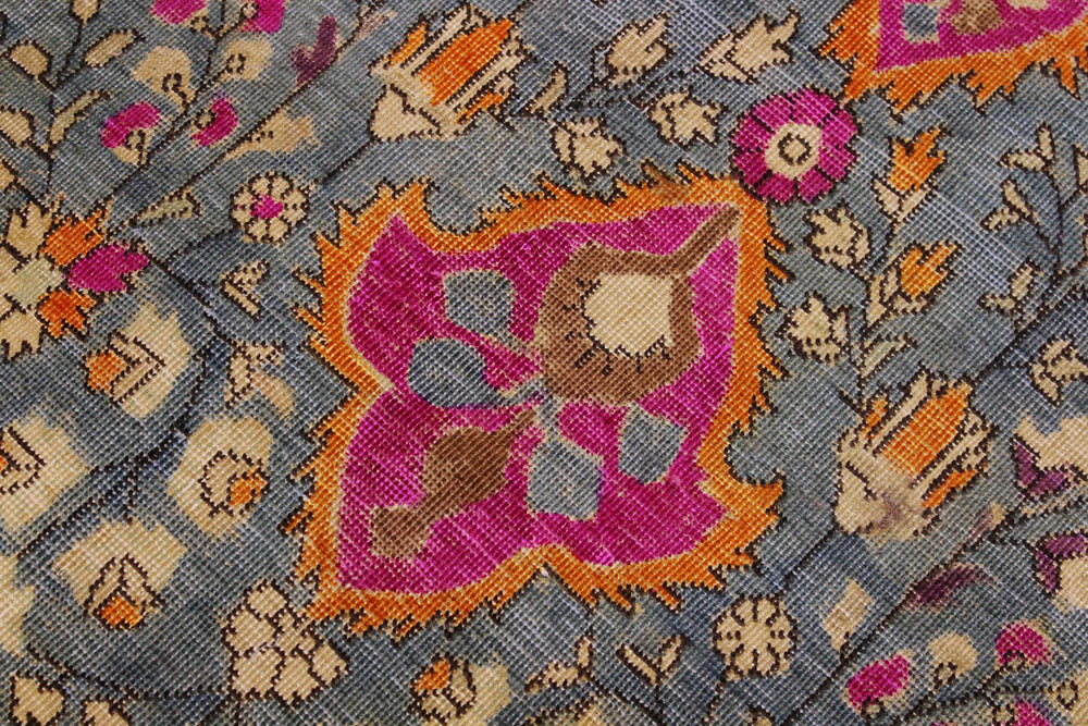 handmade Vintage Hand Painte Gray Purple Hand Knotted RECTANGLE 100% WOOL area rug 9' x 12'