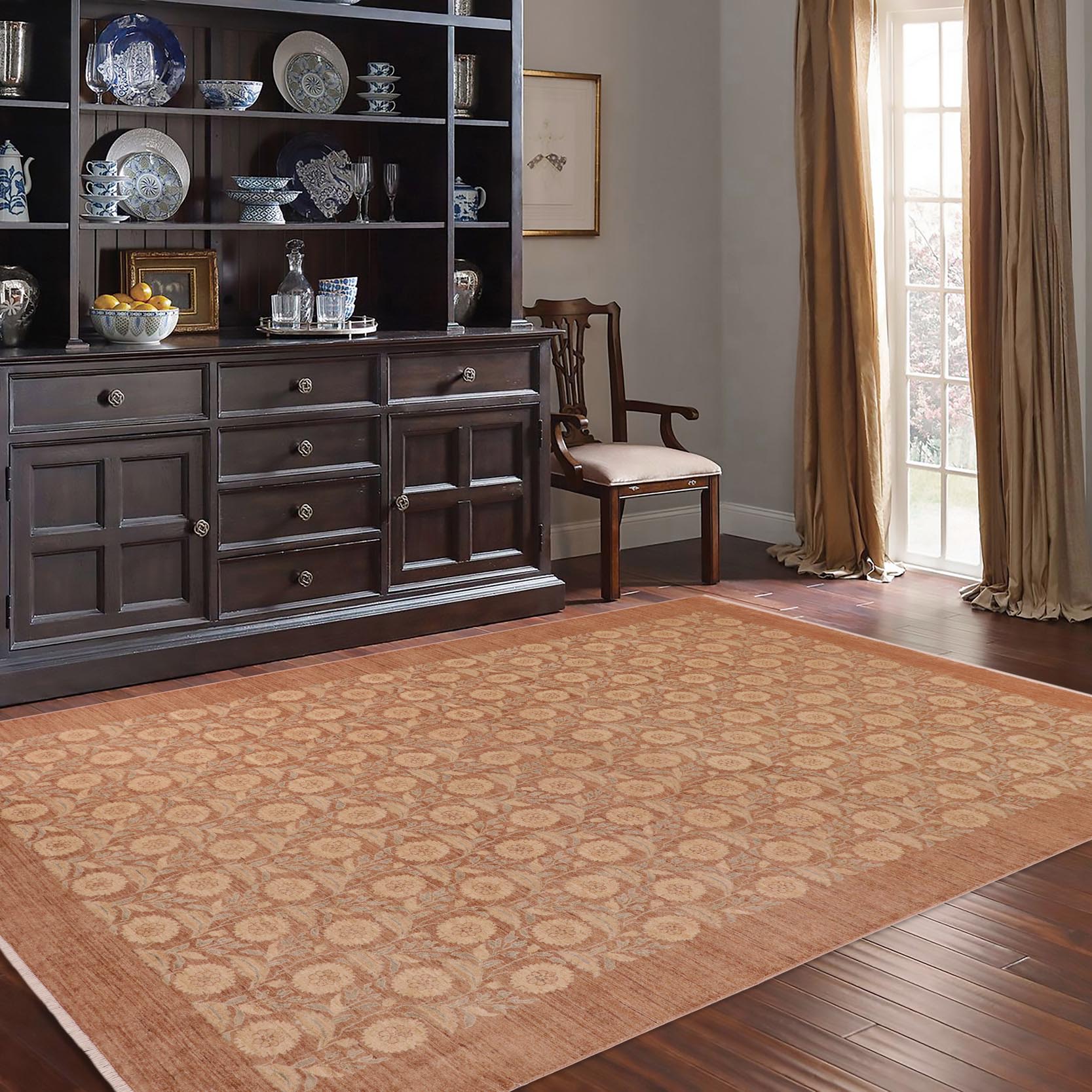 handmade Modern Kafkaz Brown Tan Hand Knotted RECTANGLE 100% WOOL area rug 10' x 14'