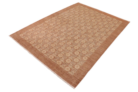 handmade Modern Kafkaz Brown Tan Hand Knotted RECTANGLE 100% WOOL area rug 10' x 14'