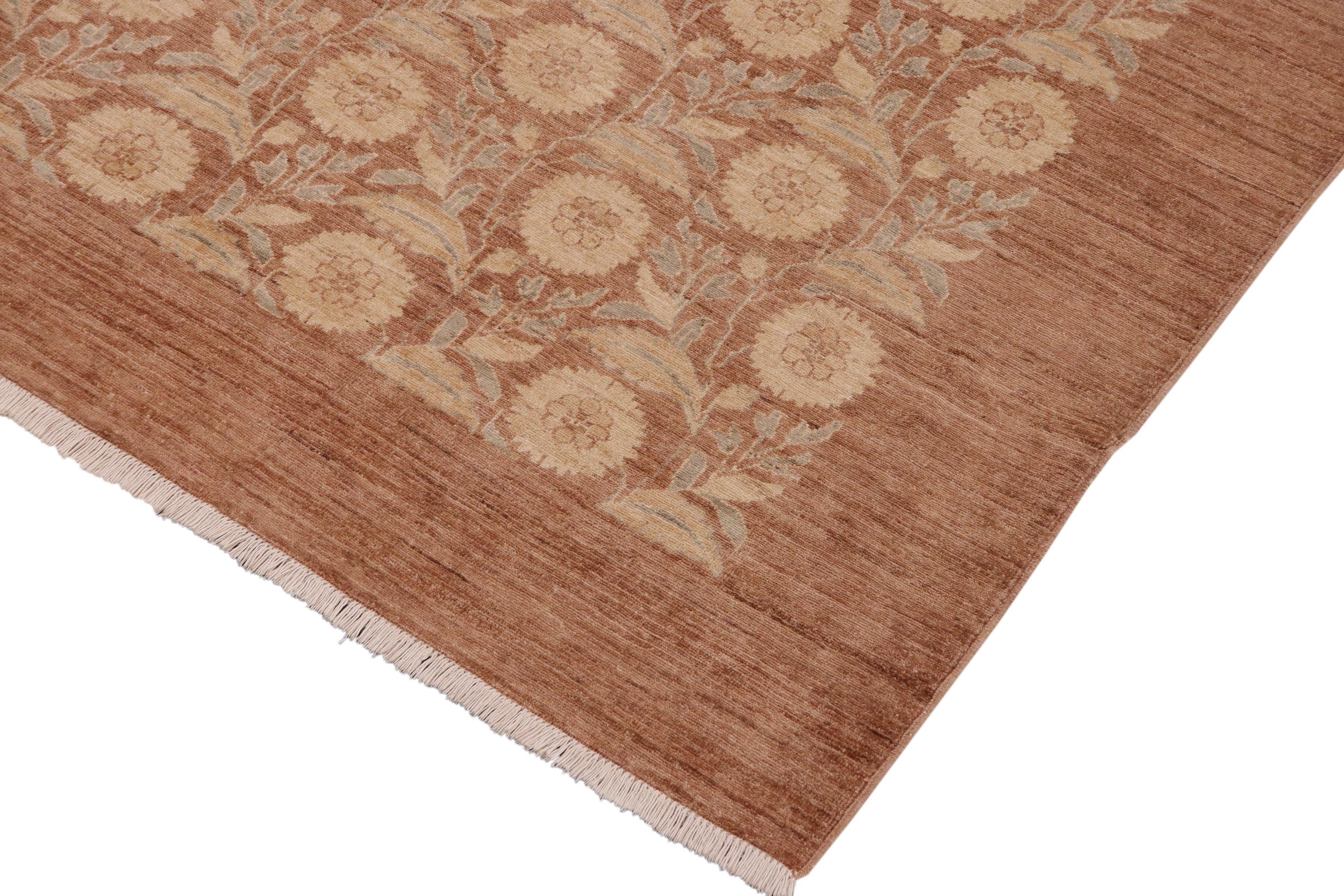 handmade Modern Kafkaz Brown Tan Hand Knotted RECTANGLE 100% WOOL area rug 10' x 14'