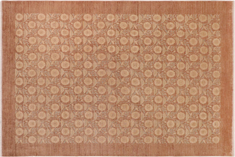 handmade Modern Kafkaz Brown Tan Hand Knotted RECTANGLE 100% WOOL area rug 10' x 14'