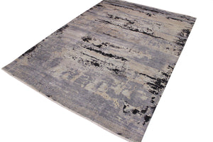handmade Modern Kafkaz Gray Tan Hand Knotted RECTANGLE 100% WOOL area rug 11' x 15'