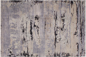 11x15 hand knotted modern wool rug in gray and tan - Chic Charlene