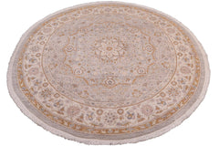 handmade Traditional Kafkaz Gray Ivory Hand Knotted ROUND 100% WOOL area rug 7' x 7'