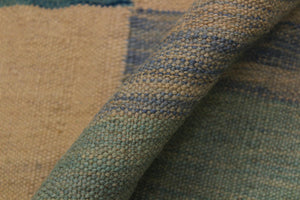 handmade Modern Kilim Ivory Blue Hand-Woven RECTANGLE 100% WOOL area rug 5x8
