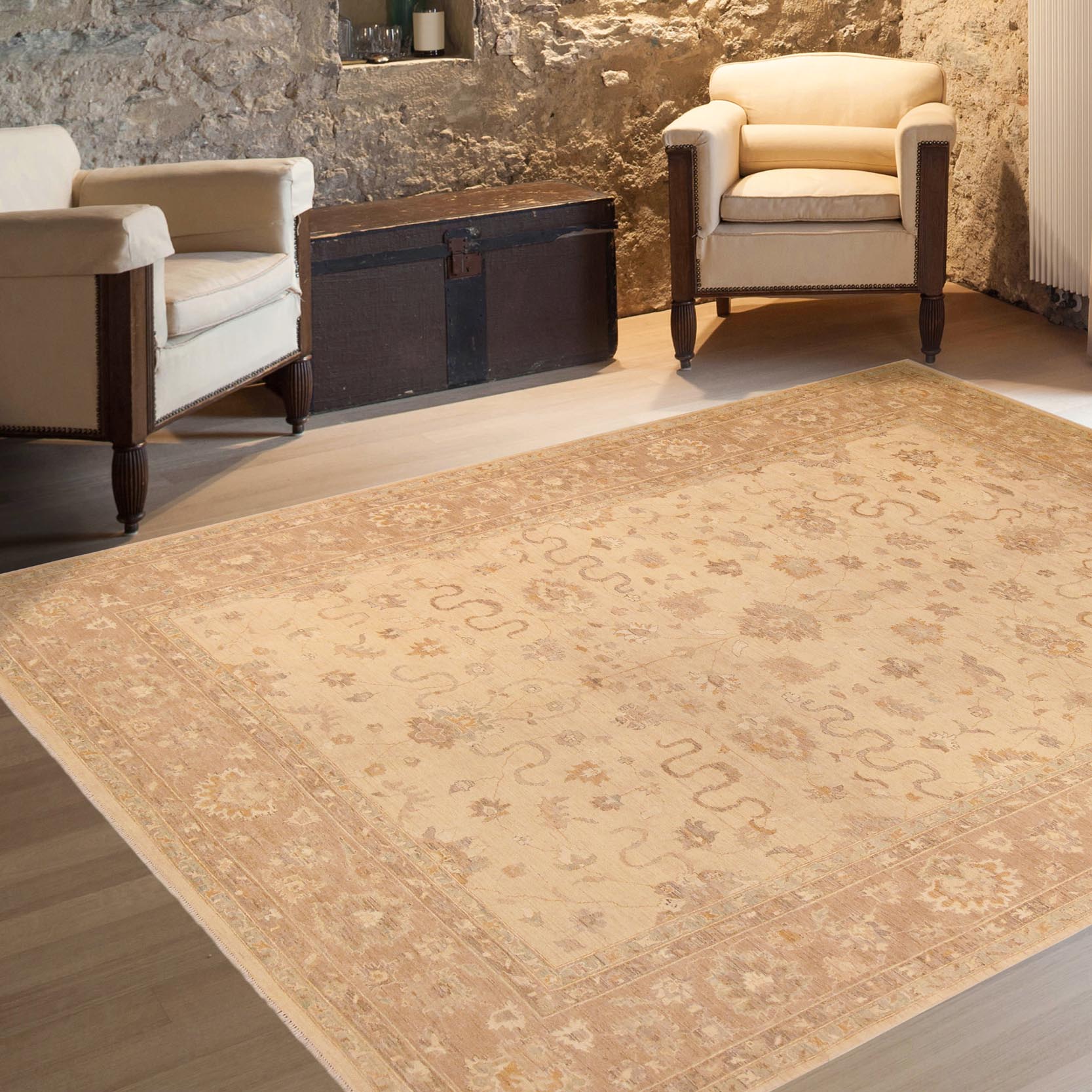 handmade Traditional Kafkaz Tan Brown Hand Knotted RECTANGLE 100% WOOL area rug 10x14