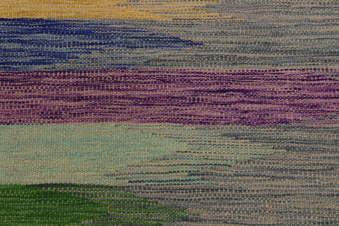 handmade Modern Kilim Grey Purple Hand-Woven RECTANGLE 100% WOOL area rug 7x10