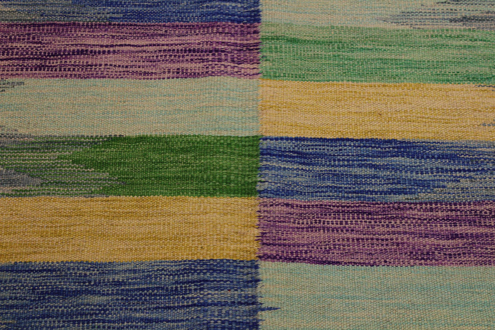 handmade Modern Kilim Grey Purple Hand-Woven RECTANGLE 100% WOOL area rug 7x10