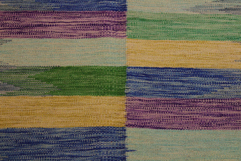 handmade Modern Kilim Grey Purple Hand-Woven RECTANGLE 100% WOOL area rug 7x10