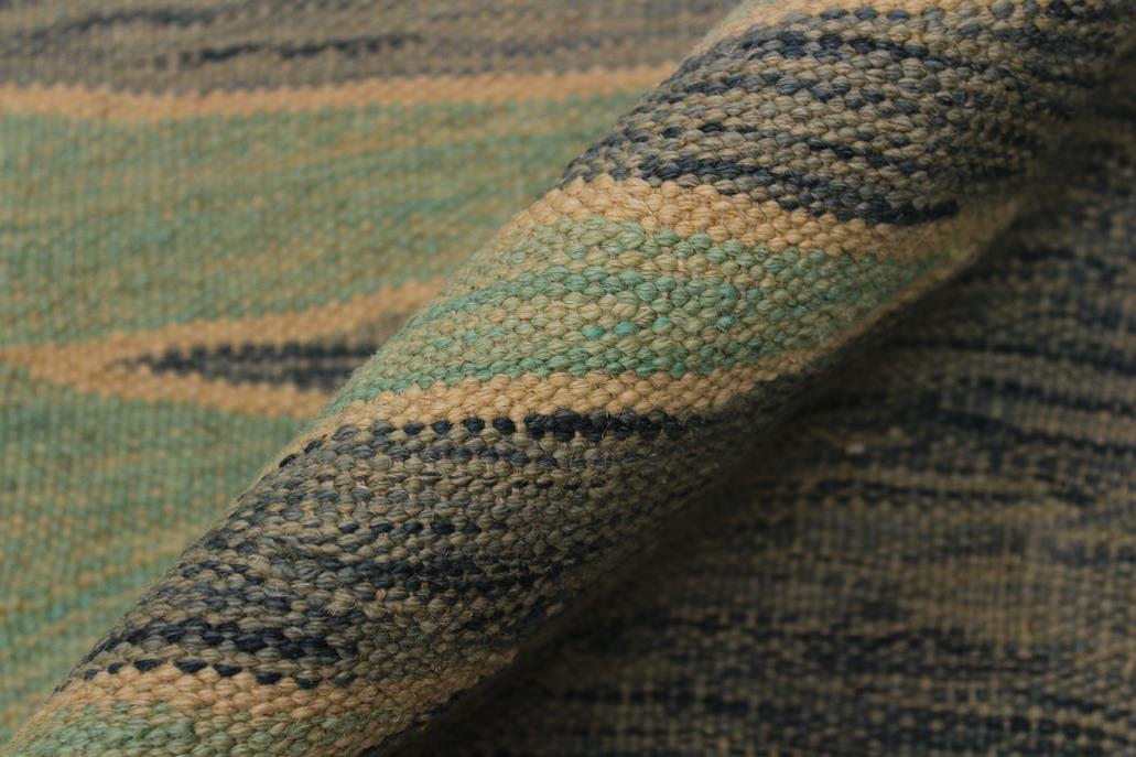 Flat Weave Kilim Antique Navaho Vintage handmade Modern Kilim Grey Lt. Green Hand-Woven Rectangle 100% Wool Area Rug 9x12 