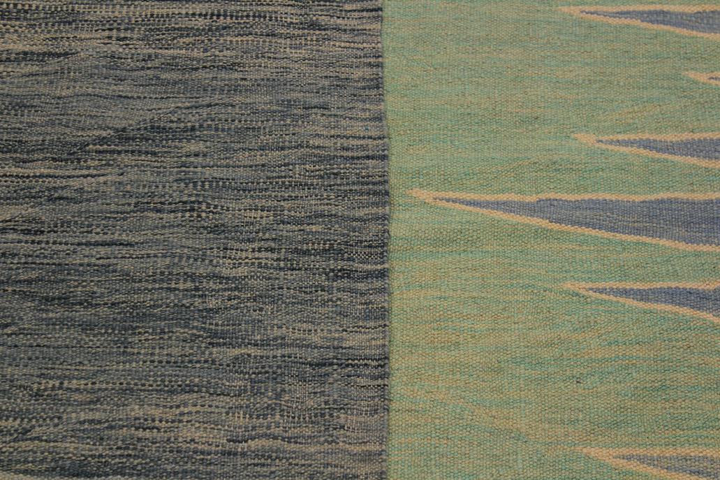 Flat Weave Kilim Antique Navaho Vintage handmade Modern Kilim Grey Lt. Green Hand-Woven Rectangle 100% Wool Area Rug 9x12 