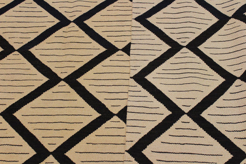 handmade Modern Kilim Beige Black Hand-Woven RECTANGLE 100% WOOL area rug 10' x 13'