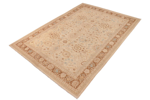 handmade Transitional Kafkaz Beige Brown Hand Knotted RECTANGLE 100% WOOL area rug 10' x 14'