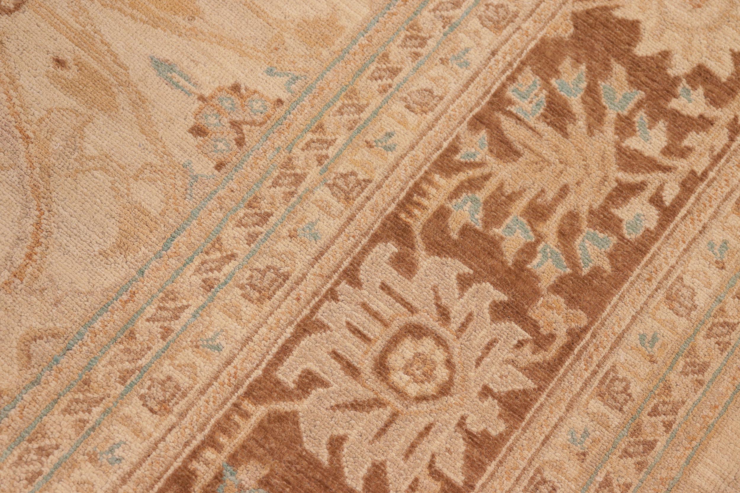 handmade Transitional Kafkaz Beige Brown Hand Knotted RECTANGLE 100% WOOL area rug 10' x 14'