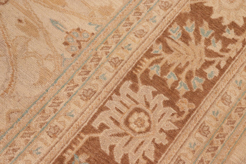 handmade Transitional Kafkaz Beige Brown Hand Knotted RECTANGLE 100% WOOL area rug 10' x 14'