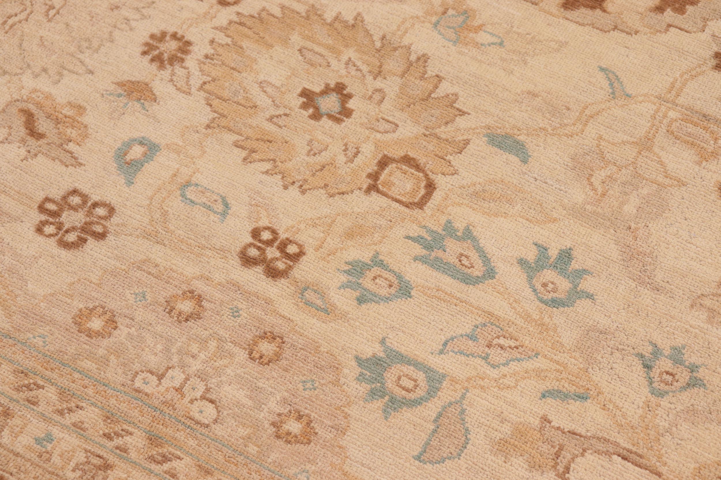 handmade Transitional Kafkaz Beige Brown Hand Knotted RECTANGLE 100% WOOL area rug 10' x 14'