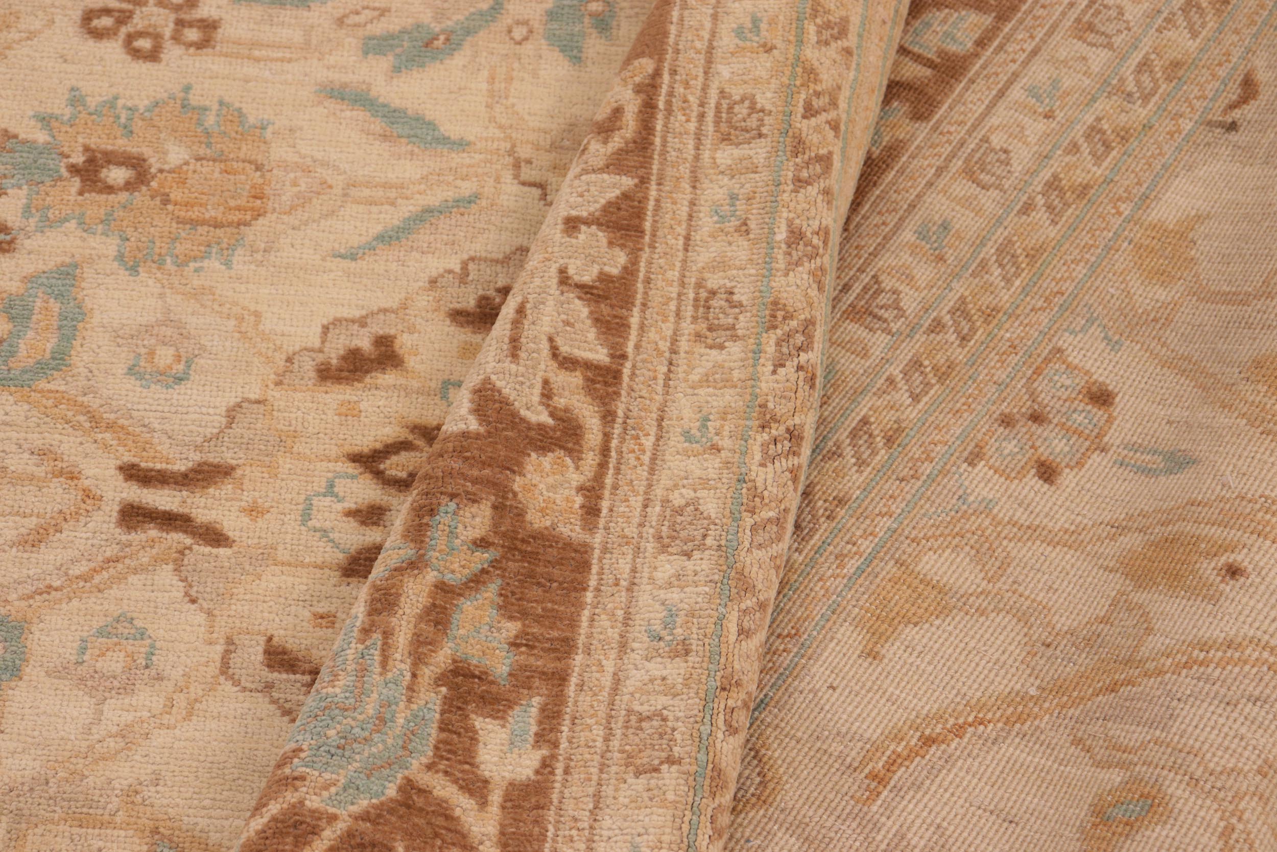 handmade Transitional Kafkaz Beige Brown Hand Knotted RECTANGLE 100% WOOL area rug 10' x 14'