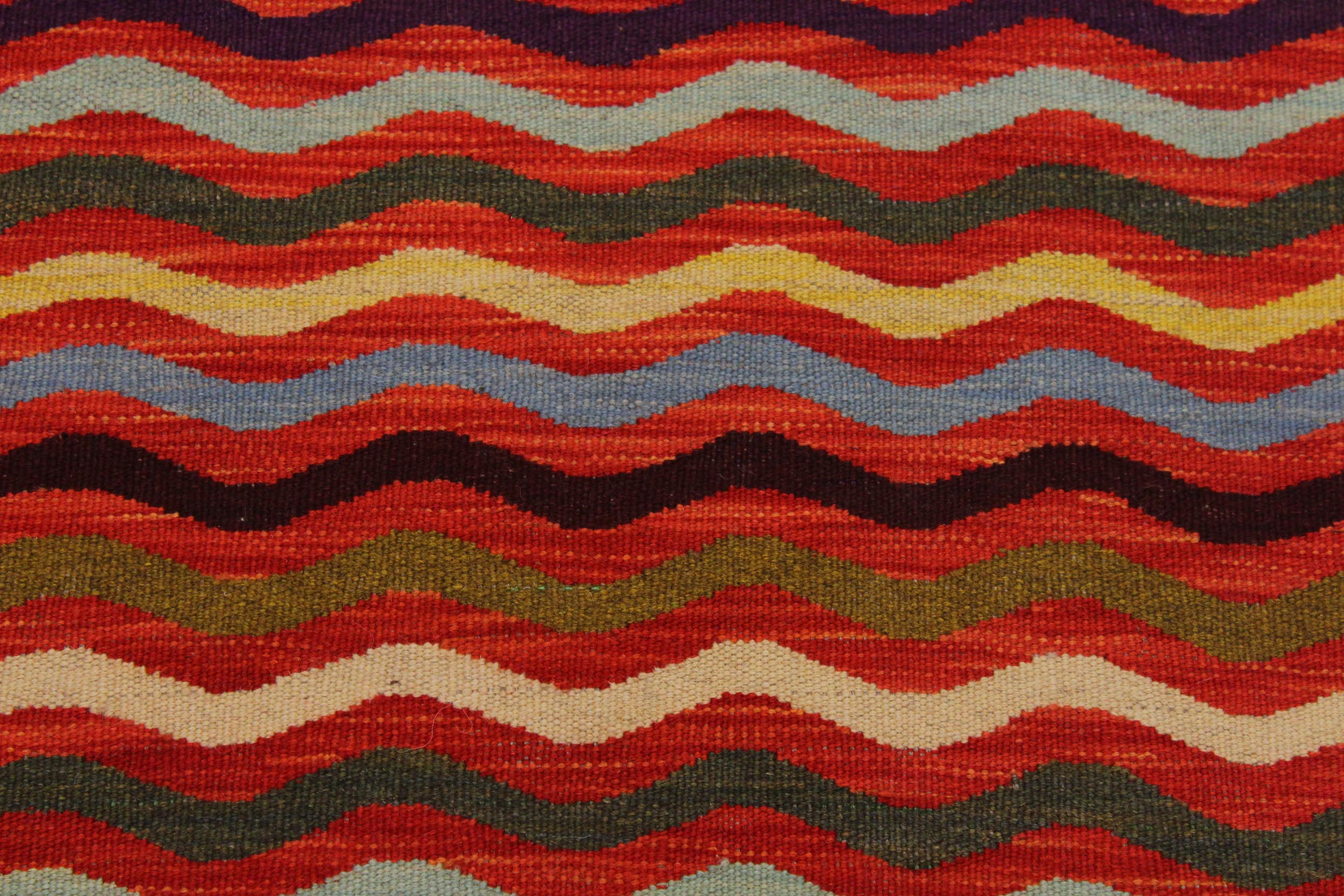 handmade Modern Kilim Rust Beige Hand-Woven RECTANGLE 100% WOOL area rug 5 x 6