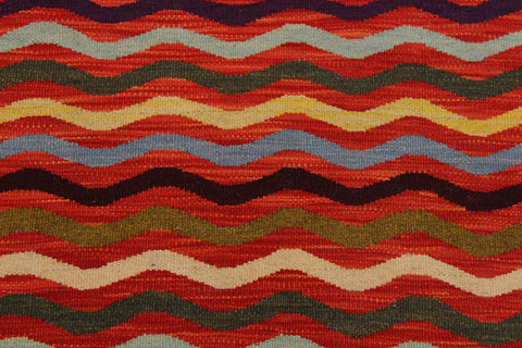 handmade Modern Kilim Rust Beige Hand-Woven RECTANGLE 100% WOOL area rug 5 x 6
