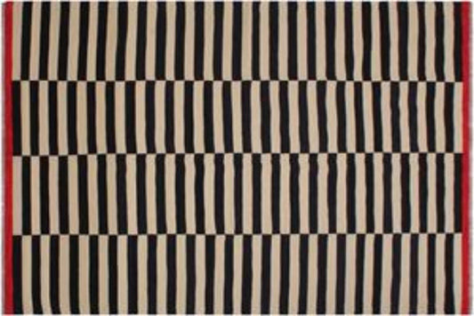 handmade Modern Kilim Ivory Black Hand-Woven RECTANGLE 100% WOOL area rug 6x8