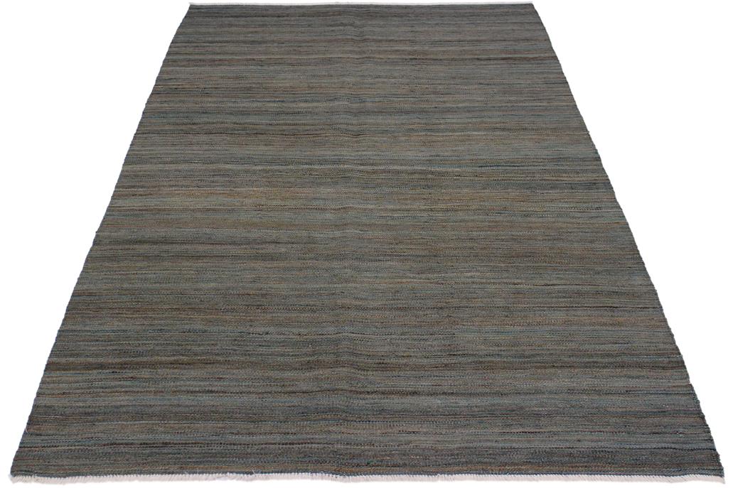 Flat Weave Kilim Antique Navaho Vintage handmade Modern Kilim Grey Blue Hand-Woven Rectangle 100% Wool Area Rug 4x6 