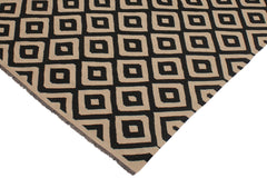 handmade Modern Kilim Beige Black Hand-Woven RECTANGLE 100% WOOL area rug 7' x 10'