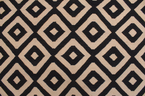 handmade Modern Kilim Beige Black Hand-Woven RECTANGLE 100% WOOL area rug 7' x 10'