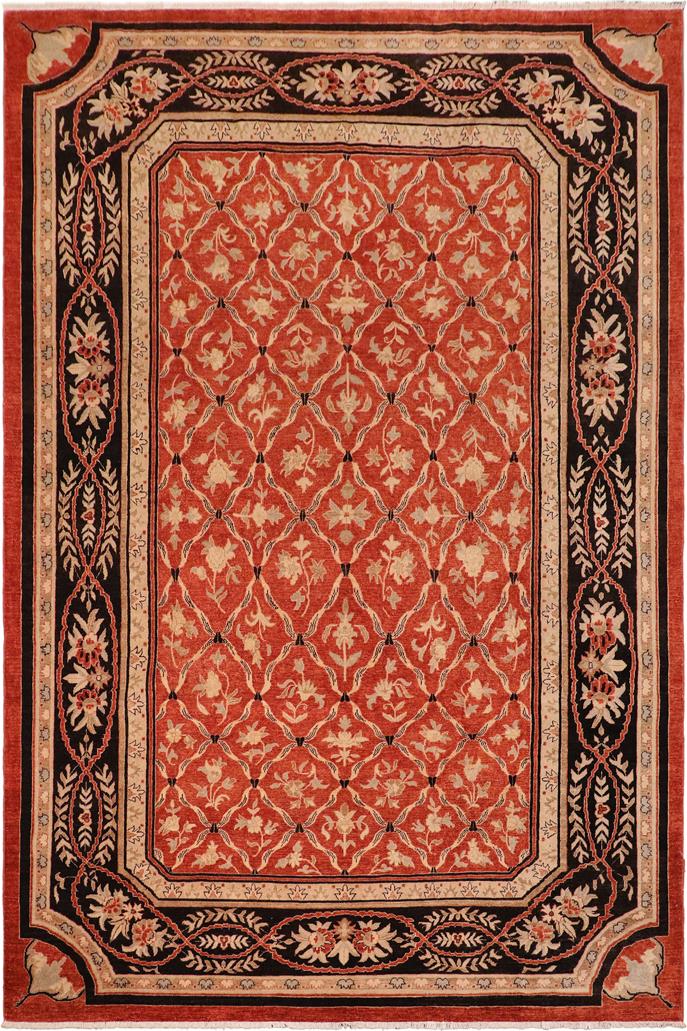handmade Transitional Kafkaz Rust Black Hand Knotted RECTANGLE 100% WOOL area rug 10 x 14