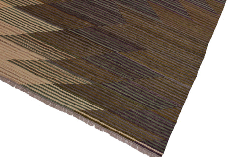 handmade Modern Kilim Ivory Brown Hand-Woven RECTANGLE 100% WOOL area rug 6x8