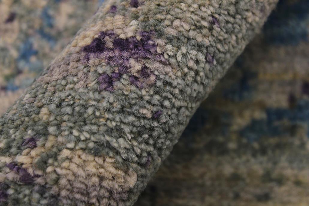 handmade Modern Kafkaz Grey Blue Hand Knotted SQUARE 100% WOOL area rug 8 x 8