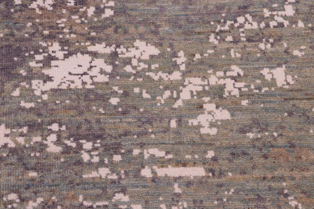 handmade Modern Kafkaz Grey Green Hand Knotted RECTANGLE WOOL&SILK area rug 6 x 9
