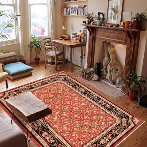 handmade Transitional Kafkaz Rust Black Hand Knotted RECTANGLE 100% WOOL area rug 10' x 14'
